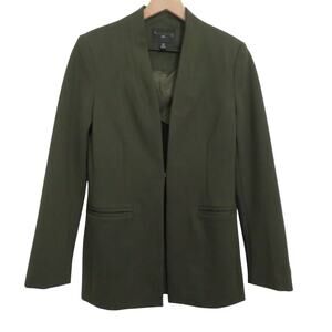 Banana Republic Women Sz XS Dark Olive Green Ponte Knit Blazer Capsule Wardrobe